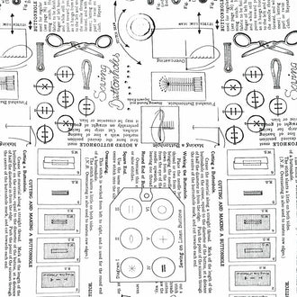 She Who Sews - Button Notes Off White Yardage