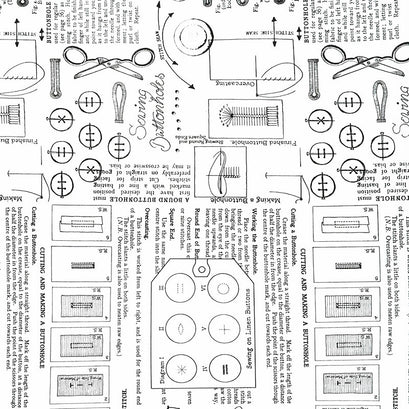 She Who Sews - Button Notes Off White Yardage