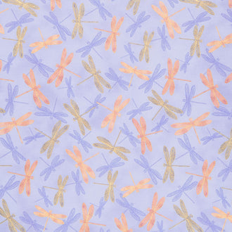 Aurelia - Dragonflies Periwinkle Metallic Yardage