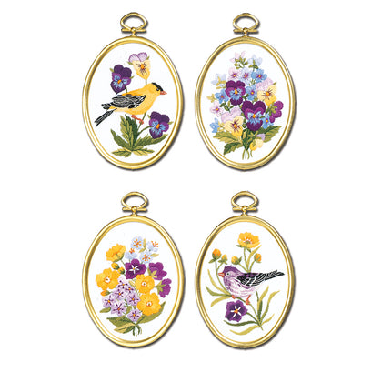 Wildflower & Finches Embroidery Set Kit