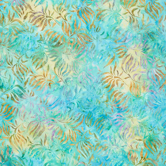 Tonga Batiks - Twilight Large Abstract Thin Leaves Amalfi Yardage