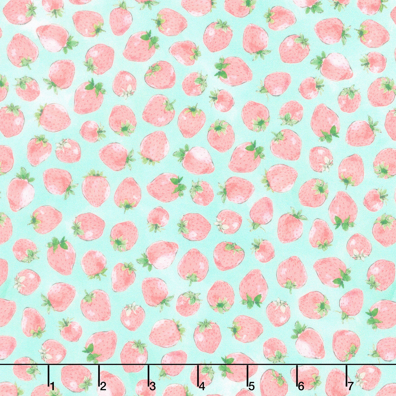 Strawberry Season - Strawberries Seafoam Yardage Primary Image