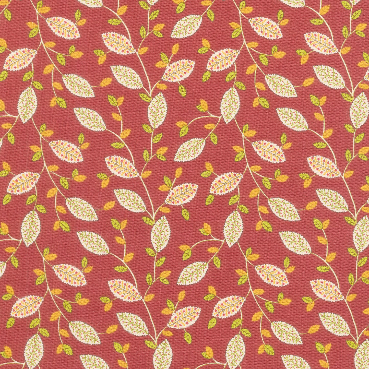 Quiet Grace - Fancy Leaves Cranberry Yardage Primary Image