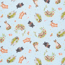 Cats - Pretty Cats in Garden Sky Yardage Primary Image