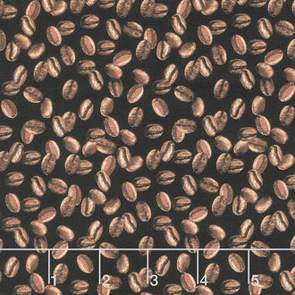 Coffee Always - Coffee Beans Black Yardage