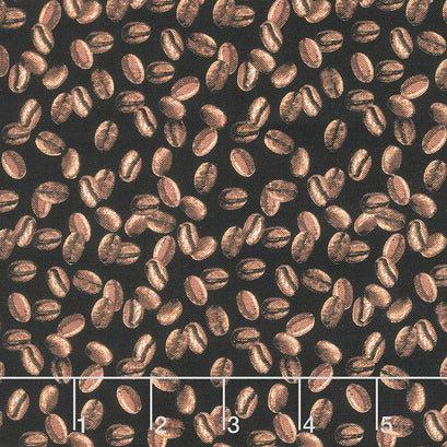 Coffee Always - Coffee Beans Black Yardage