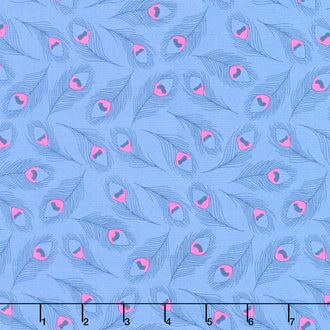 Enchanted Bloom - Peacock Plumes Cornflower Yardage