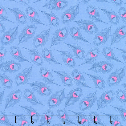 Enchanted Bloom - Peacock Plumes Cornflower Yardage