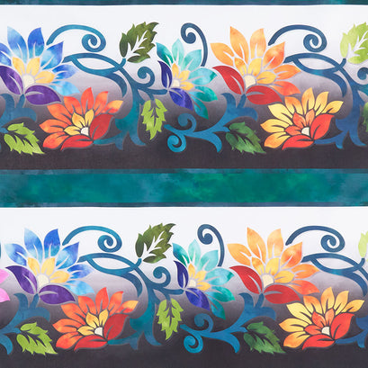 Prism - Border Stripe Teal Digitally Printed Yardage