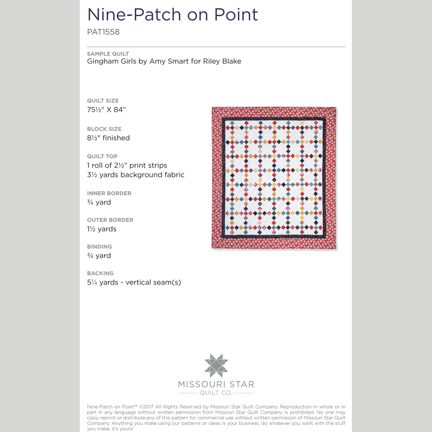 Digital Download - Nine Patch on Point Quilt Pattern by Missouri Star Alternative View #1