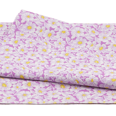 Nana Mae Four - White Flower Purple 2 Yard Cut
