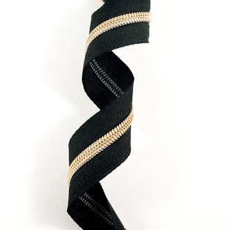 Emmaline #5 Zippers-by-the-Yard - Black with Copper