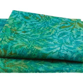 Luscious Batiks - Leaves Teal Parakeet 2 Yard Cut