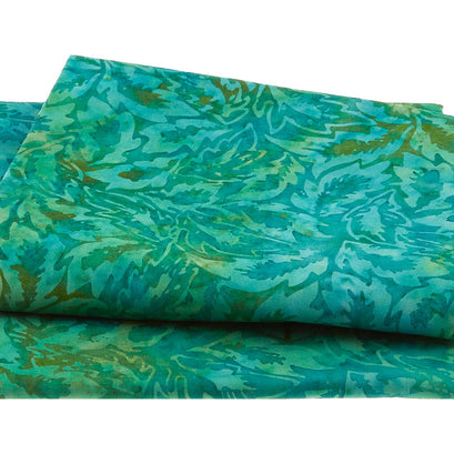 Luscious Batiks - Leaves Teal Parakeet 2 Yard Cut