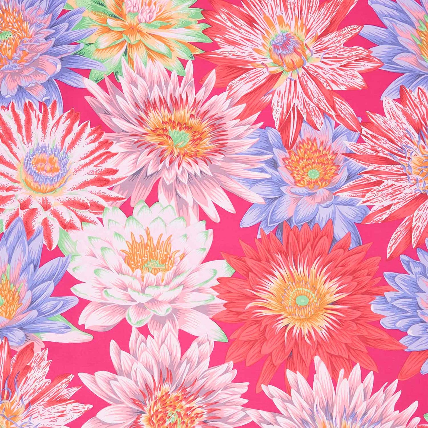 Kaffe Fassett Collective - August 2023 - Tropical Water Lilies Red Yardage Primary Image