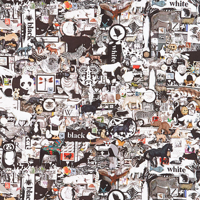 Color Collage - Black Collage Black/White Yardage