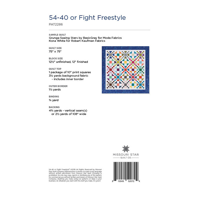 54-40 or Fight Freestyle Quilt Pattern by Missouri Star