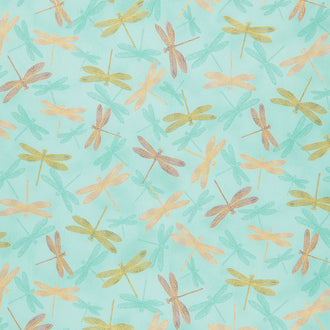 Aurelia - Dragonflies Mint Metallic Yardage