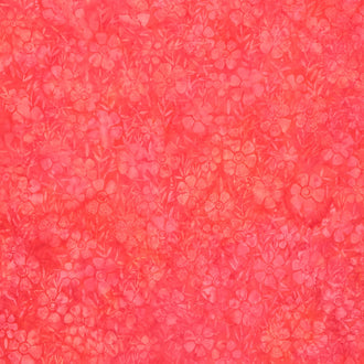 Honey Bee Batiks - Flower Red Coral Yardage
