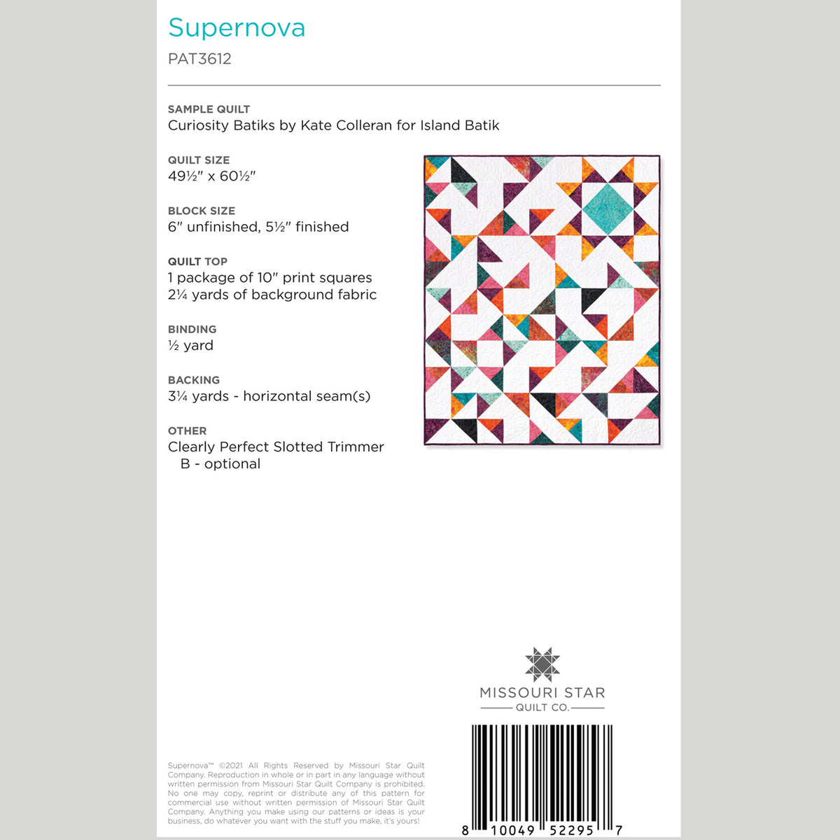 Digital Download - Supernova Quilt Pattern by Missouri Star