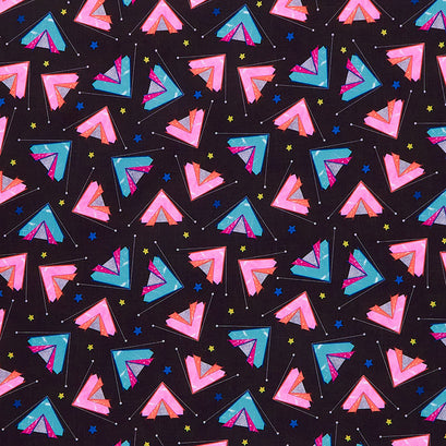 Happy Camper - Pitch a Tent Black Yardage