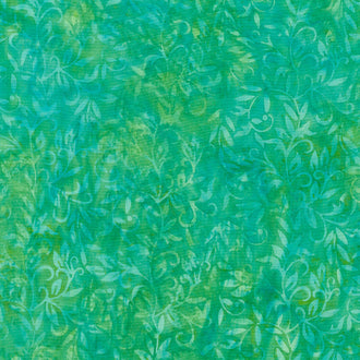 Happy Hive Batiks - Vine Teal Parakeet Yardage