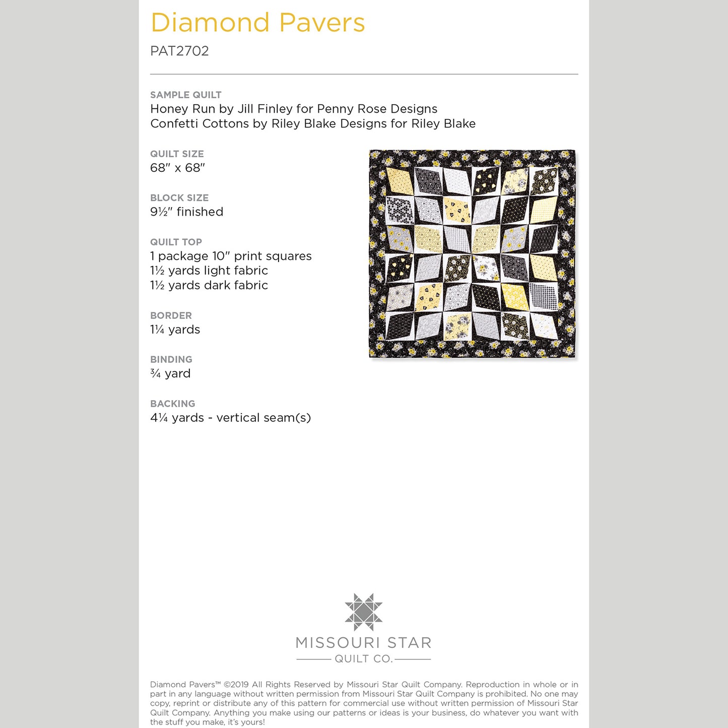 Digital Download - Diamond Pavers Quilt Pattern by Missouri Star Alternative View #1