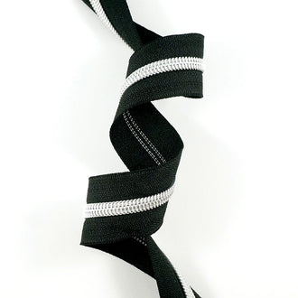 Emmaline #5 Zippers-by-the-Yard - Black with Silver