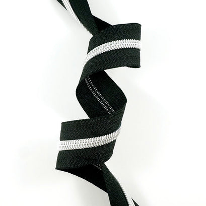 Emmaline #5 Zippers-by-the-Yard - Black with Silver