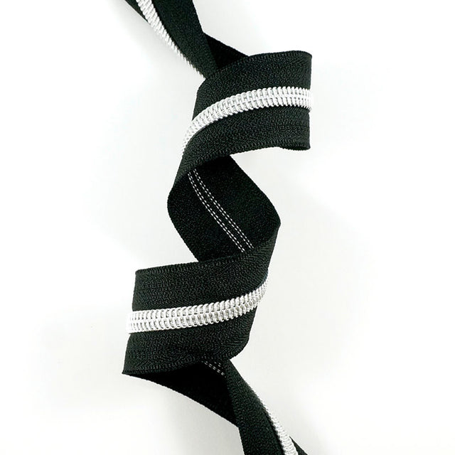 Emmaline #5 Zippers-by-the-Yard - Black with Silver Primary Image