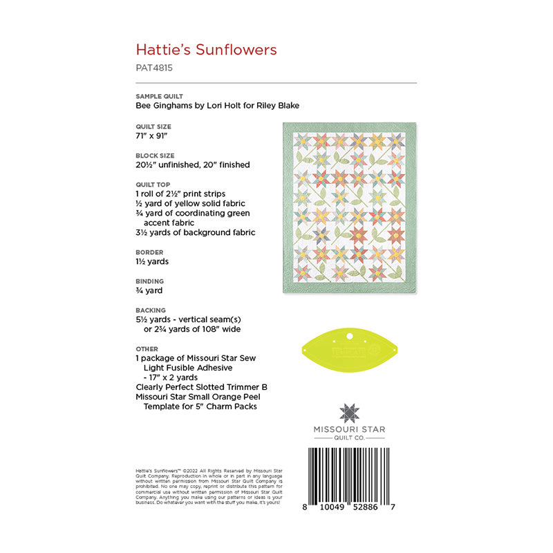 Hattie's Sunflowers Quilt Pattern by Missouri Star Alternative View #1