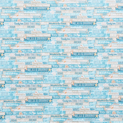 Beach Therapy - Words Turquoise Multi Yardage