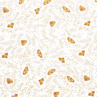 Moonchild - Moths Off White Metallic Yardage