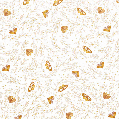 Moonchild - Moths Off White Metallic Yardage
