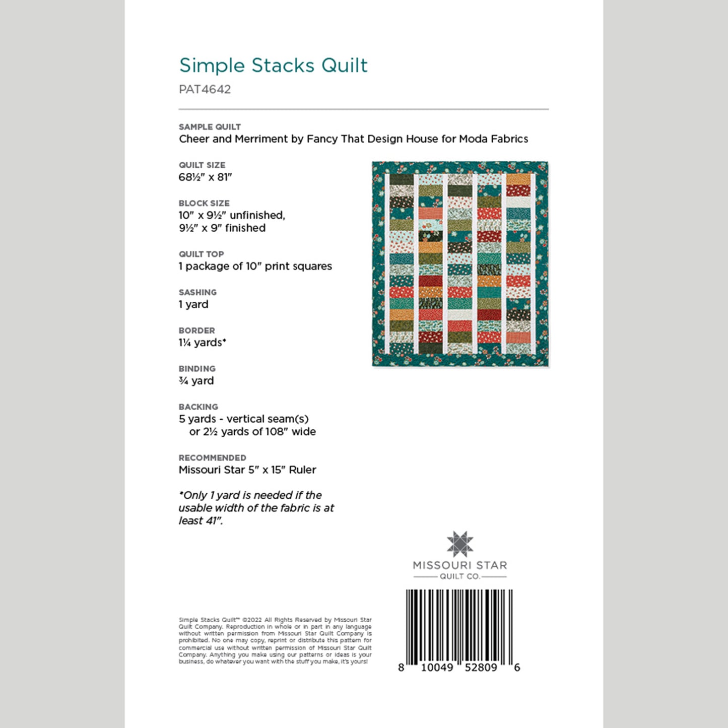 Digital Download - Simple Stacks Quilt Pattern by Missouri Star Alternative View #1
