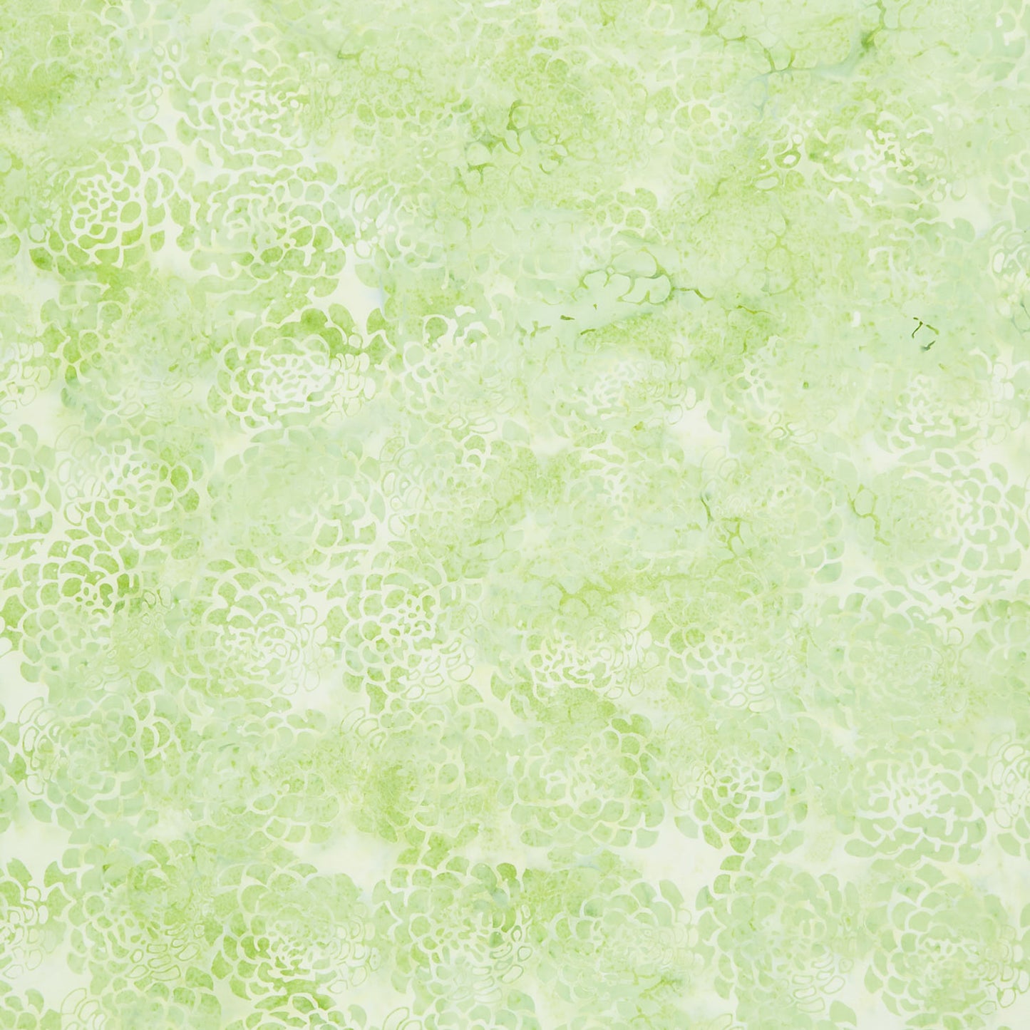 Full Bloom Batiks - Peonies Light Green Yardage Primary Image