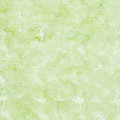 Full Bloom Batiks - Peonies Light Green Yardage