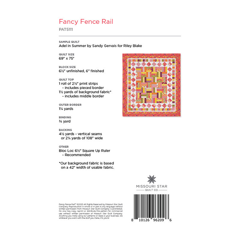 Digital Download - Fancy Fence Rail Quilt Pattern by Missouri Star Alternative View #1