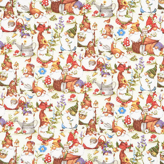 Gnome and Garden - Packed Gnomes Multi Yardage