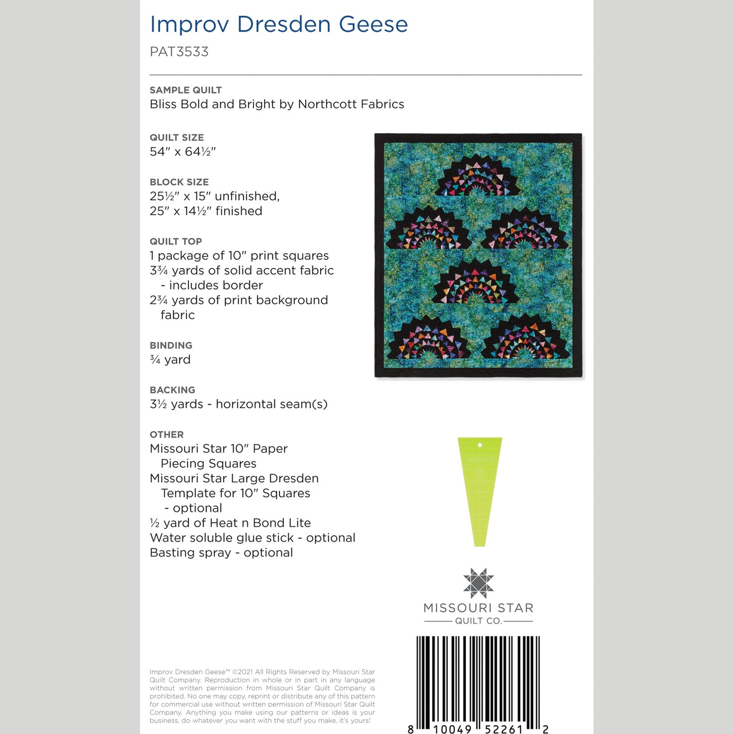 Digital Download - Improv Dresden Geese Quilt Pattern by Missouri Star Alternative View #1