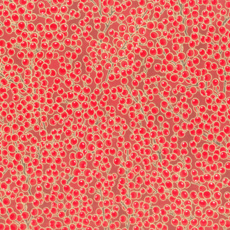 Holiday Flourish - Snow Flower Gold Colorstory Berries Cranberry Metallic Yardage