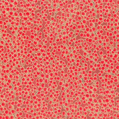 Holiday Flourish - Snow Flower Gold Colorstory Berries Cranberry Metallic Yardage