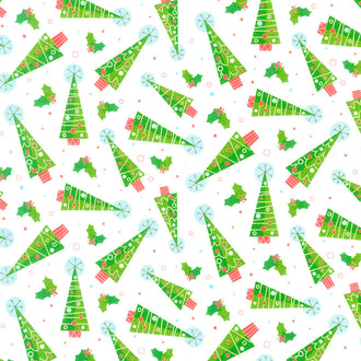 Bright Christmas - Christmas Trees Snow Yardage
