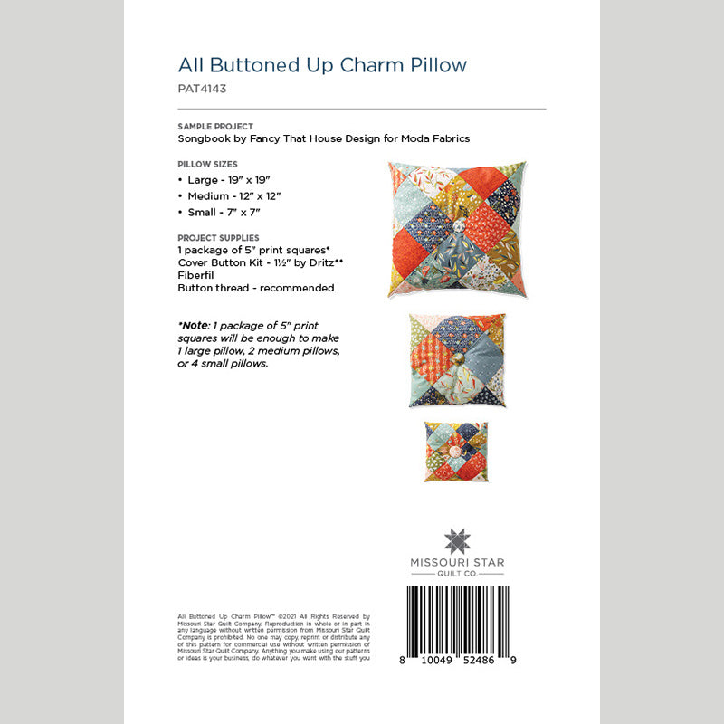 Digital Download - All Buttoned Up Charm Pillow Pattern by Missouri Star Alternative View #1