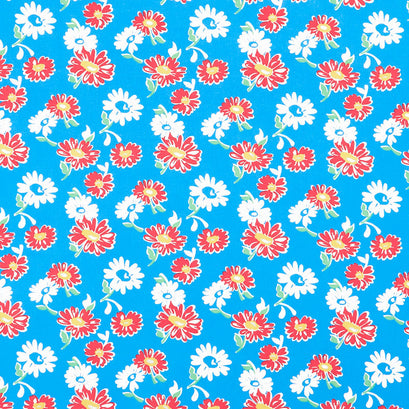 Wild Flour - Tossed Daisies Blue Yardage