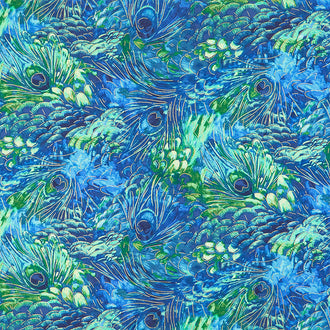 Luminosity - Feather Toss Navy Multi Metallic Yardage
