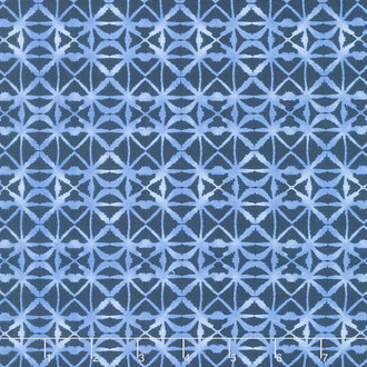 Indigo Splash - Ikat Diamond Tile Blue Yardage