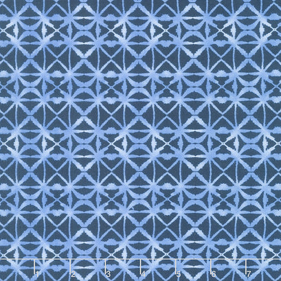 Indigo Splash - Ikat Diamond Tile Blue Yardage
