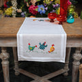 Colorful Chickens Table Runner Embroidery Kit