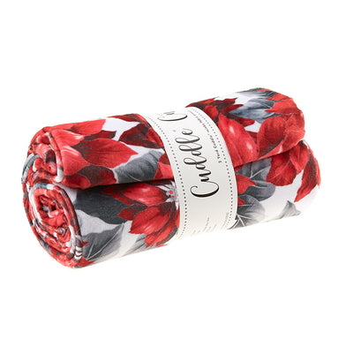 Cuddle® Digital Prints - Red Poinsettia Ice/Silver 2 Yard Cut
